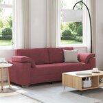 vidaXL Canapé 3 places rouge vin - 219 cm en tissu