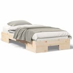 vidaXL Cadre de lit surélevé avec stockage Marron Bois massif en pin