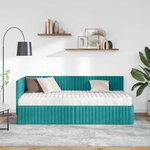vidaXL Cadre de lit d'angle avec matelas 2 Pièces Turquoise Velours