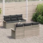 vidaXL Ensemble de canapé de jardin 7 Pièces Gris clair polyrotin