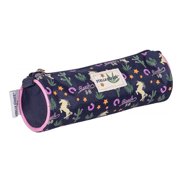 Trousse fourre tout rond 22 x 7.5 cm - stalla bianca ranch - bleu