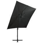 vidaXL Parasol déporté avec mât et lumières LED Noir 250 cm