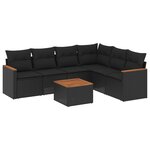 vidaXL Salon de jardin 7 Pièces avec coussins noir résine tressée