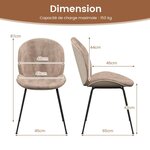 Lot de 2 chaises de salle à manger en velours avec base en métal chaise de loisirs rembourrée moderne chaise d’appoint pour chambre café 20_0008743