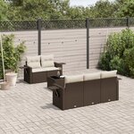 vidaXL Salon de jardin avec coussins 6 Pièces marron résine tressée
