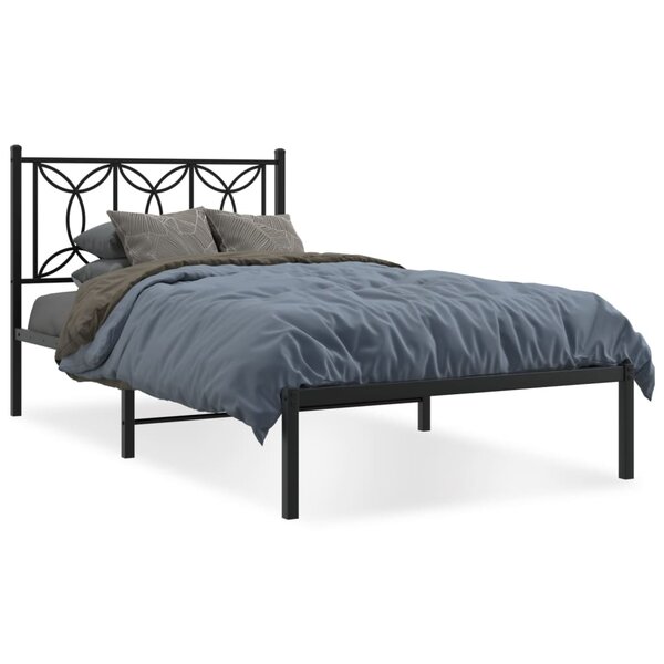 vidaXL Cadre de lit métal sans matelas avec tête de lit noir 107x203cm