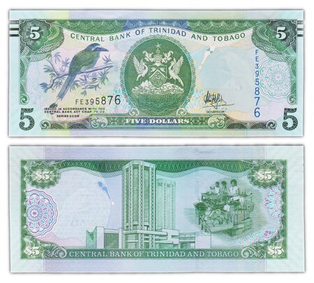 Billet de collection 5 dollars 2006 trinidad & tobago - neuf - p47c