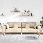 vidaXL Sofa en tissu avec coussin Crème 208 cm tissu