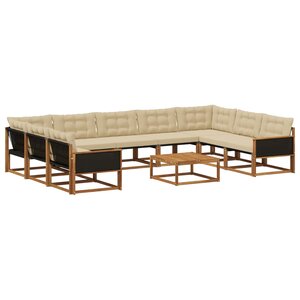 vidaXL Ensemble de canapés d'extérieur 10 Pièces Naturel et Beige