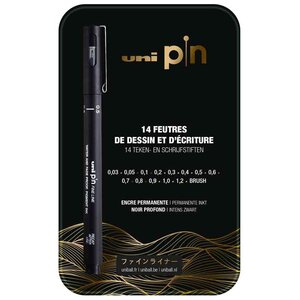 Set d'instruments d'écriture pin étui métal de 14 UNI-BALL