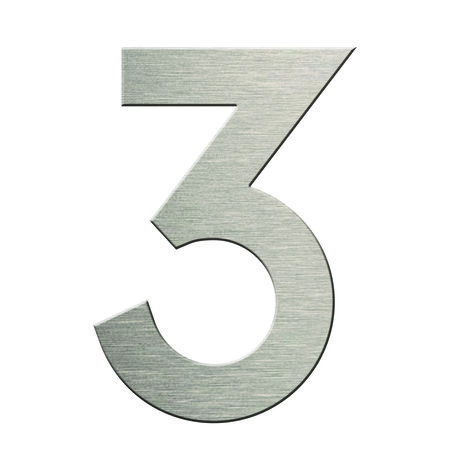 Numéro 3-Numéro adhésif pour boîtes aux lettres - Vinyle épais texturé, hauteur 50 mm - Inox Brossé