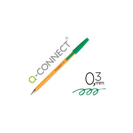 Stylo-bille écriture fine 0.3mm encre classique bille indéformable encre couleur vert Q-CONNECT