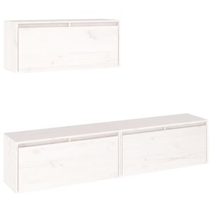 vidaXL Meubles TV 3 Pièces Blanc Bois massif de pin