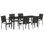 vidaXL Ensemble de salle à manger pour jardin 7 pc Noir polyrotin