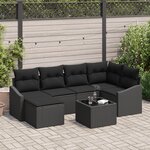 vidaXL Ensemble de Canapé de Jardin 7 pièces Avec Coussins Beige Rattan Poly