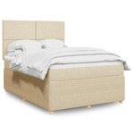 vidaXL Sommier à lattes de lit avec matelas Crème 160x200 cm Tissu