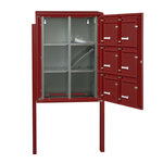 Bloc collectif Leabox  2x3  grade 3  simple face  extérieur  fixation sur pieds à sceller  rouge brun ral 3011 finition brillante