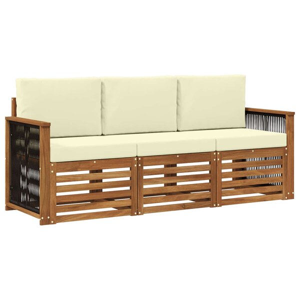 vidaXL Ensembles de canapés avec coussin 3 Pièces Bois d'Acacia Massif