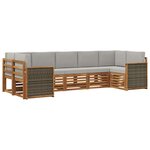 vidaXL Ensemble de canapés d'extérieur 6 pc Naturel et gris clair