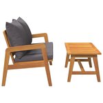 vidaXL Ensemble bistrot avec coussin 2 Pièces Marron Bois d'acacia massif