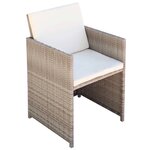 vidaXL Ensemble de bistro 3 Pièces avec coussins résine tressée beige