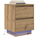 vidaXL Armoires de chevet lumières LED 2Pièces chêne artisanal 38x34x50cm