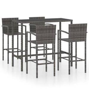 vidaXL Ensemble de bar de jardin 5 Pièces Résine tressée Gris