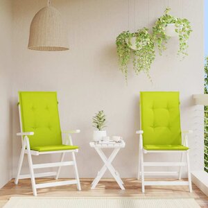 vidaXL Coussins de chaise de jardin à dossier haut lot de 2 vert vif