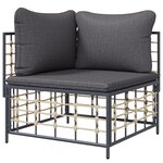 vidaXL Canapé d'angle de jardin avec coussin gris foncé résine tressée