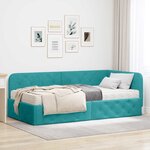 vidaXL Cadre de lit d'angle Turquoise 100 x 200 cm Velours