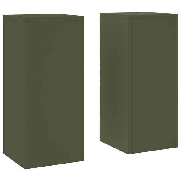 vidaXL Supports de Plantes Extérieurs Pillar 2 Pièces Vert Olive 24x24x55 cm Acier