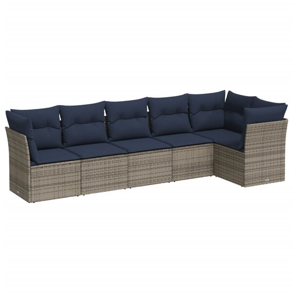 vidaXL Salon de jardin 6 Pièces avec coussins gris résine tressée