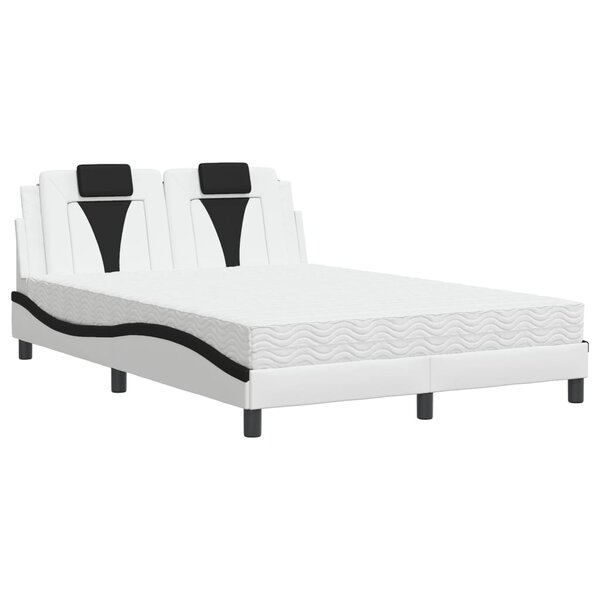 vidaXL Lit Viana avec matelas blanc et noir 120x200 cm similicuir