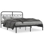 vidaXL Cadre de lit métal sans matelas avec tête de lit noir 140x200cm