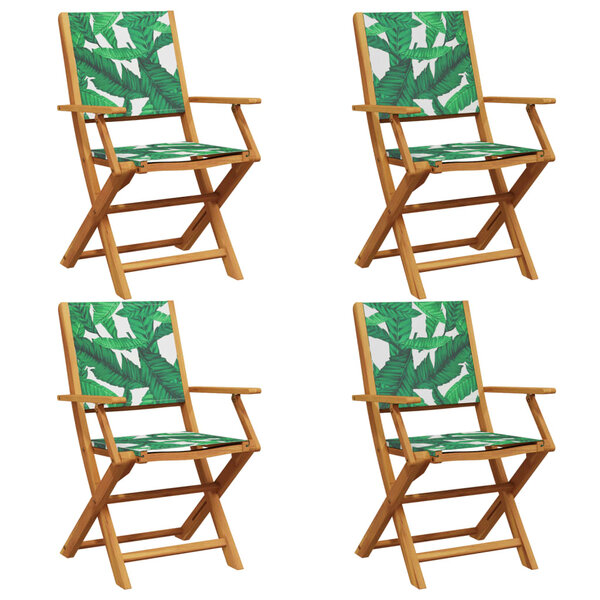 vidaXL Chaises de jardin pliantes lot de 4 vert tissu et bois massif
