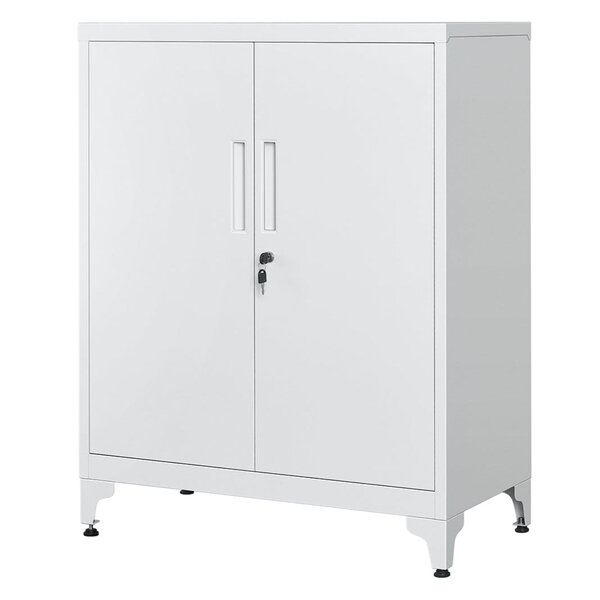 Caisson de bureau placard polyvalent armoire de bureau à 2 portes verrouillable meuble de rangement en acier pour bureau salon noir 12_0004830
