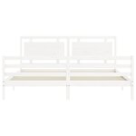 vidaXL Cadre de lit avec tête de lit blanc Super King Size bois massif