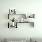 vidaXL Étagères murales 2 Pièces noir 100x15x20 cm bois d'ingénierie