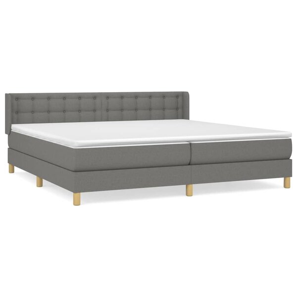 vidaXL Sommier à lattes de lit avec matelas Gris foncé 180x200cm Tissu
