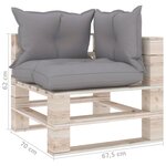 Vidaxl canapé palette à 2 places de jardin avec coussins bois de pin