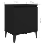 vidaXL Tables de chevet avec pieds en métal noir 40x30x50 cm