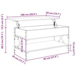 vidaXL Table basse chêne sonoma 100x50x50cm bois d'ingénierie et métal
