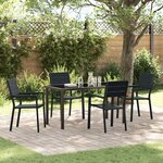 vidaXL Ensemble de salle à manger pour jardin 5 Pièces Noir HDPE