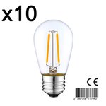 Lot de 10 ampoules filaments led xena transparent verre e27 2w