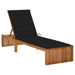 vidaXL Chaise longue avec coussin Bois d'acacia solide