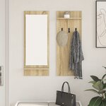 vidaXL Porte-manteau mural avec étagère avec stockage avec miroir Chêne Sonoma 70 x 10 x 90 cm