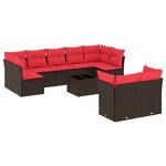 vidaXL Salon de jardin 10 Pièces avec coussins marron résine tressée