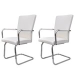 vidaXL Chaises à manger cantilever lot de 2 blanc similicuir