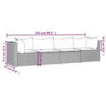 vidaXL Salon de jardin 4 Pièces avec coussins Noir Résine tressée