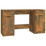 vidaXL Bureau avec armoire latérale Chêne fumé Bois d'ingénierie